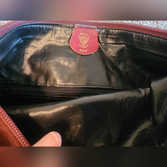 Vintage Gucci Crossbody Bag Purse Maroon Genuine Leather‎ Suede W COA - Picture 6 of 16